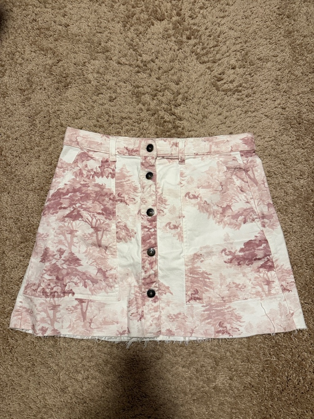 Ted Baker London Pink Toile Button-Front Mini Skirt